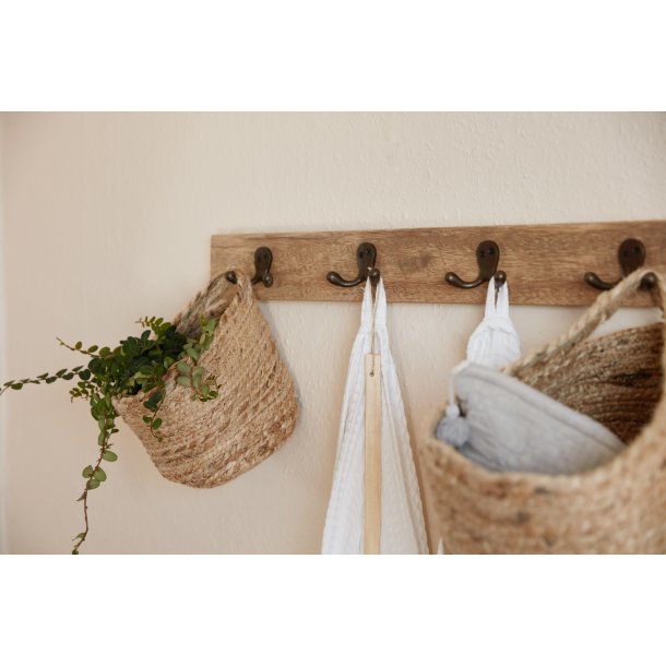 Ib Laursen  Kurv m/hank rund jute H 14 cm - natur