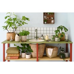 Ib Laursen Quilt oliven m/blokmnster 130x180cm