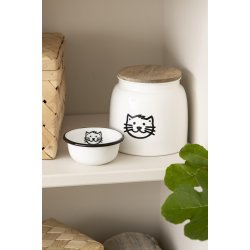 Ib Laursen Dse til kattemad hvid m/kattemotiv og trlg 2,2 ltr