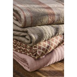 Ib Laursen Quilt naturfarvet m/rustfarvet blokmnster 130x180cm