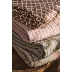 Ib Laursen Quilt naturfarvet m/rustfarvet blokmnster 130x180cm