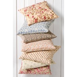 Ib Laursen Pudebetr�k Antonia beige m/brune og r�de blomster 50 x 50 cm