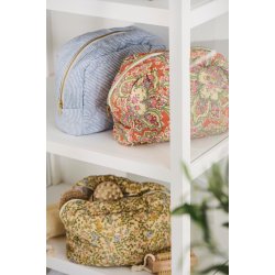 Ib Laursen Quiltet toilettaske - m/bl, gule, rosa og rde blomster