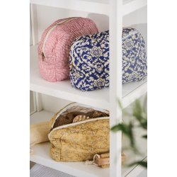 Ib Laursen Toilettaske,  quiltet - Rd/hvid stribet