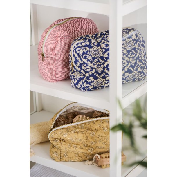 Ib Laursen Toilettaske,  quiltet - R�d/hvid stribet