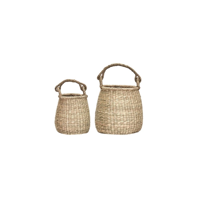 House Doctor Cesta h�ndv�vede opbevaringskurves�t med 2 stk med h�ndtag i natur s�gr�s.