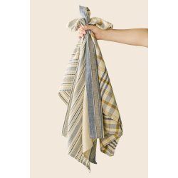 Ib Laursen Viskestykke Celine hvid m/blt og beige mnster