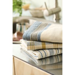 Ib Laursen Viskestykke Celine hvid m/blt og beige mnster