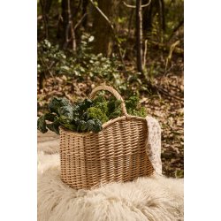 Ib Laursen Kurv aflang m/hank p tvrs, bredsider flettet op i en spids