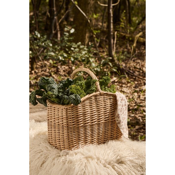 Ib Laursen Kurv aflang m/hank p tvrs, bredsider flettet op i en spids