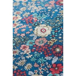 Ib Laursen Pudebetr�k bl� m/off white, r�de, bl� og rosa blomster 60 x 60 cm