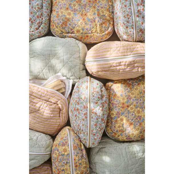 Ib Laursen Quiltet toilettaske - Stribet gr�n/hvid