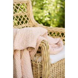 Ib Laursen Quilt m/mustard og lyser�de smalle striber 130x180cm