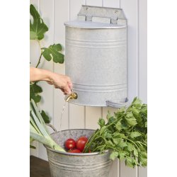 Ib Laursen Vandbeholder t/v�g m/hane og s�beholder zink 10,5 lt