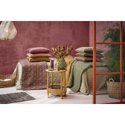  Ib Laursen Quilt beige m/sm� brune blomster 130x180cm