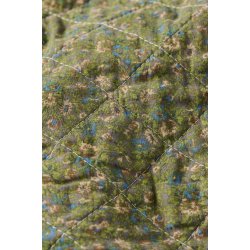 Ib Laursen Quilt gr� m/gr�nne, bl� og rosa blomster 130x180cm