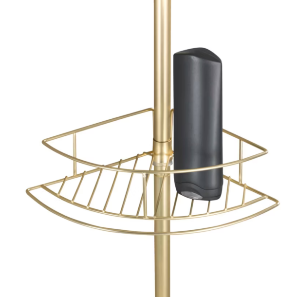 Wenko Dolcedo teleskop shampoohylde til hjrne, rustfrit stl i messingfinish