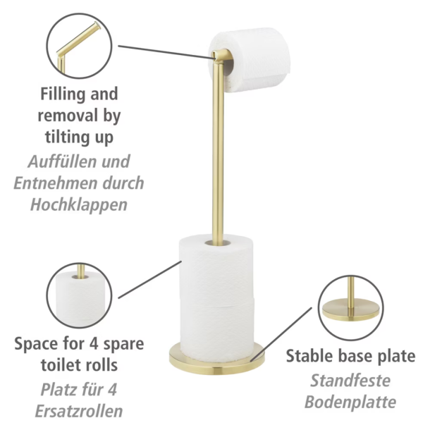 Wenko Fritstende toiletrulleholder - golden