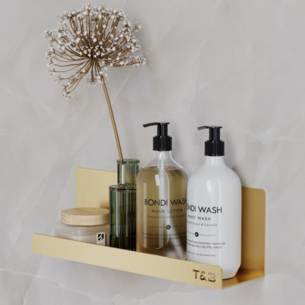 Nortiq T&B selvklbende hylde, Medium T4 - Brstet guld