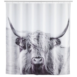 Wenko badeforh�ng 180x200 cm , Yak - Hvid/sort