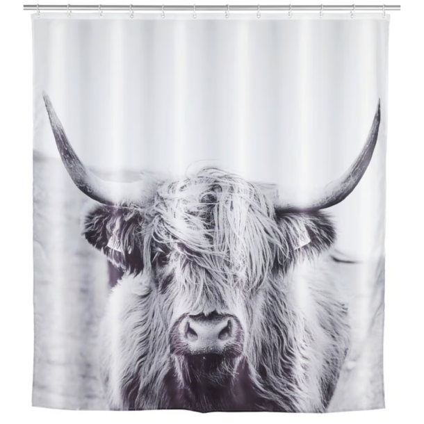 Wenko badeforh�ng 180x200 cm , Yak - Hvid/sort