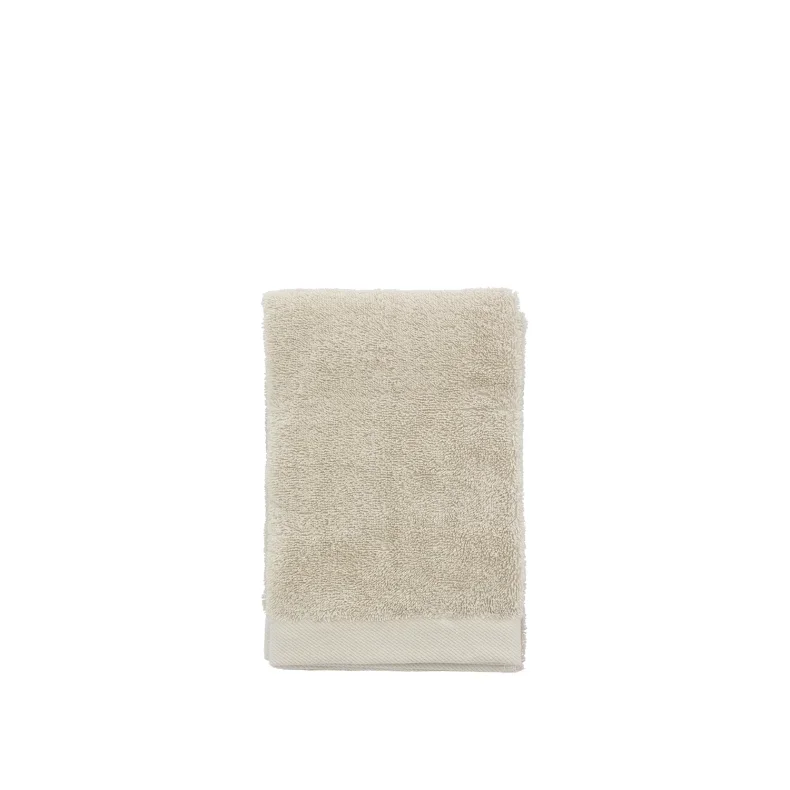 Beige S�dahl Organic Comfort h�ndkl�de 50x100 cm i bl�d bomuldsfrott�.