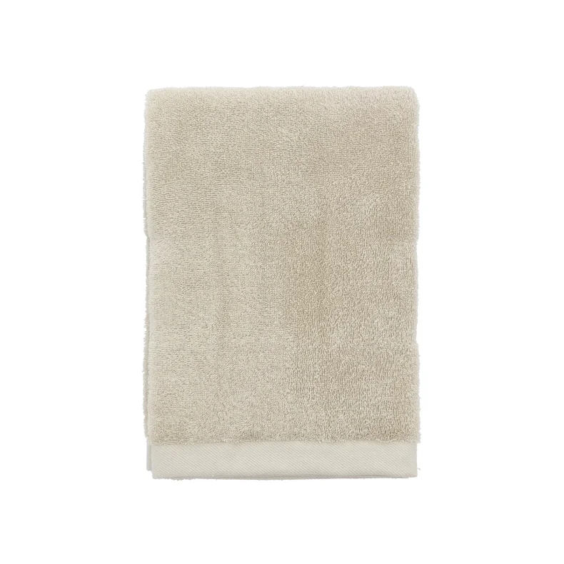 S�dahl Organic Comfort beige badeh�ndkl�de i kraftig �kologisk bomuld med v�vet bort.
