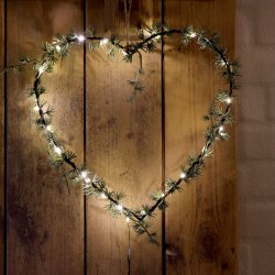 Chic Antique Fleur Krans hjerte m. 25 LED-lys