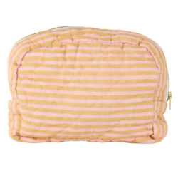 Ib Laursen Quiltet toilettaske - Stribet lyser�d/mustard