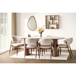 House Nordic Luxon Spejl, organisk form, tr�look, 50x80 cm