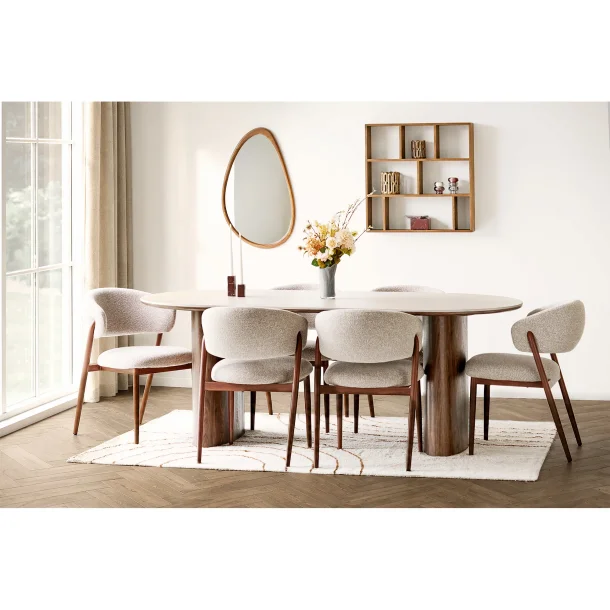 House Nordic Luxon Spejl, organisk form, tr�look, 50x80 cm
