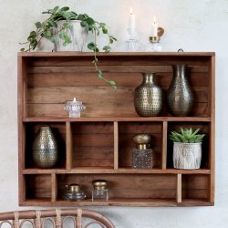 Chic Antique Grimaud hylde med 8 rum H55/L70/B12 cm - Natur