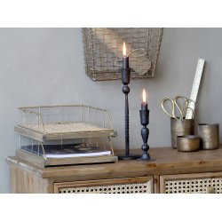 Chic Antique Brevbakke i massivt tr, fransk flet og messingfinish