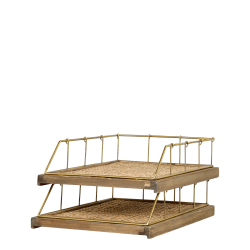 Chic Antique Brevbakke i massivt tr, fransk flet og messingfinish