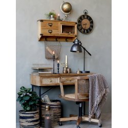 Chic Antique Brevbakke i massivt tr, fransk flet og messingfinish