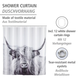 Wenko badeforh�ng 180x200 cm , Yak - Hvid/sort