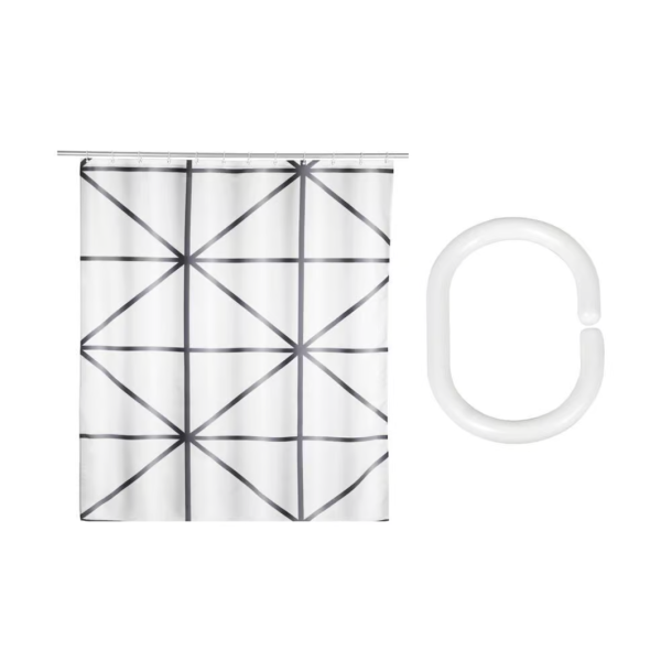 Wenko badeforh�ng 180x200 cm , SHEGE - Hvid/sort