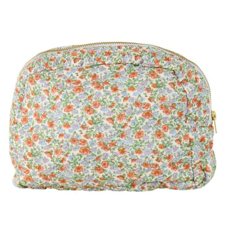 quiltet toilettaske med blomster