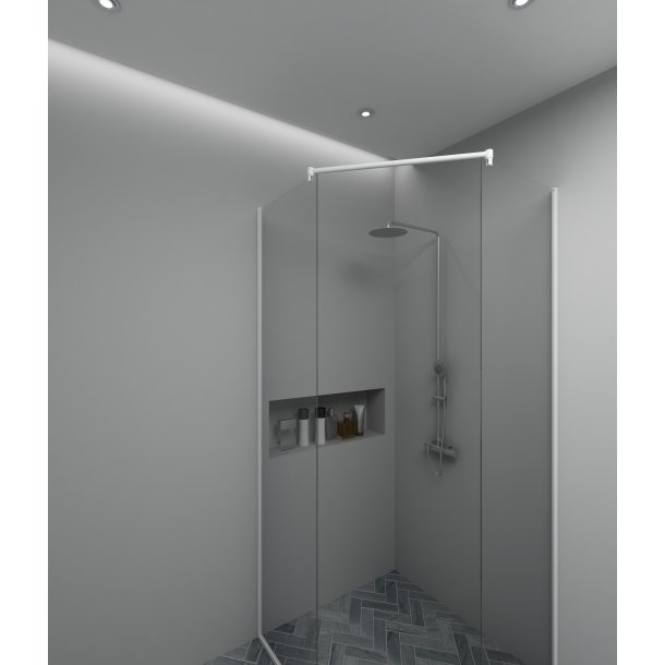 Glassttte/forhngsstang til 2 glasvgge, hvid - Aquatrend