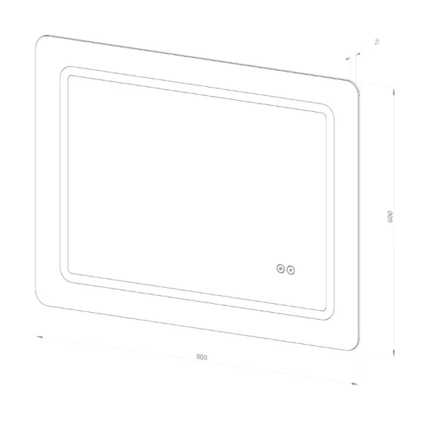 Firkantet Spejl med LED-lys (front + backlight) og Antidug 80x60 cm