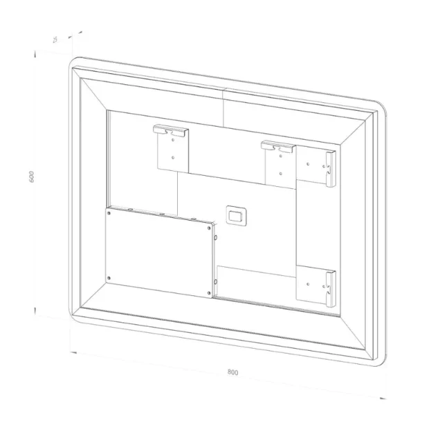 Firkantet Spejl med LED-lys (front + backlight) og Antidug 80x60 cm