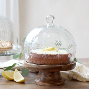 Chic Antique Glasklokke p� fod m. slibninger, natur