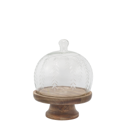 Chic Antique Glasklokke p� fod m. slibninger, natur