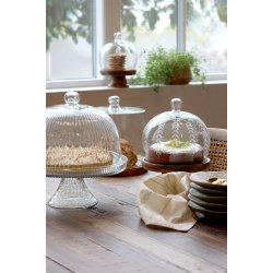 Chic Antique Glasklokke p� fod m. slibninger, natur