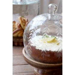 Chic Antique Glasklokke p� fod m. slibninger, natur