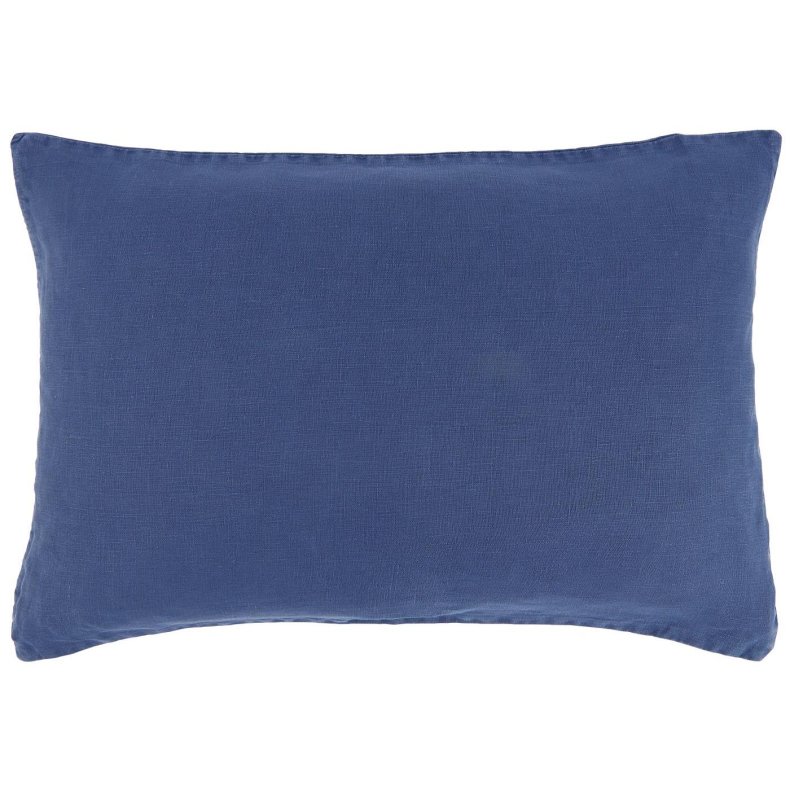 Rektangul�rt Ib Laursen pudebetr�k i indigo stenvasket h�r. 40x60 cm