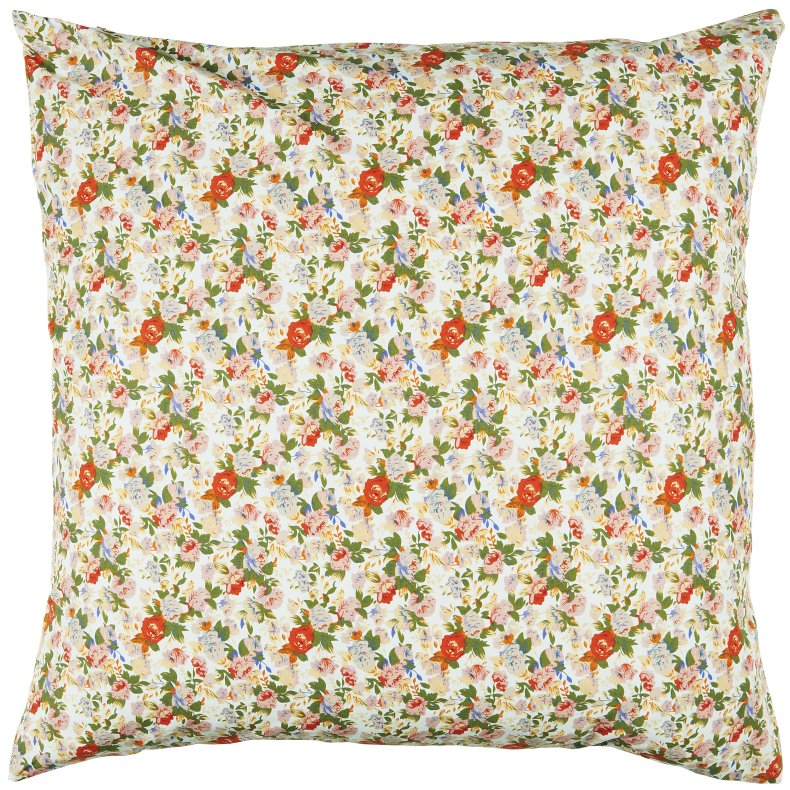 Ib Laursen Pudebetrk orange, rosa og creme blomster, 60x60 cm