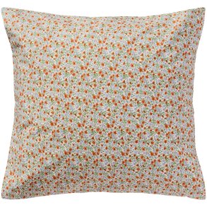 Ib Laursen Pudebetr�k m/lysebl� og rustfarvede blomster - 60x60 cm