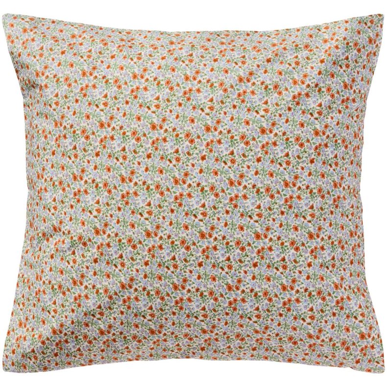 Ib Laursen Pudebetr�k med lysebl� og rustfarvede blomster 60 x 60 cm