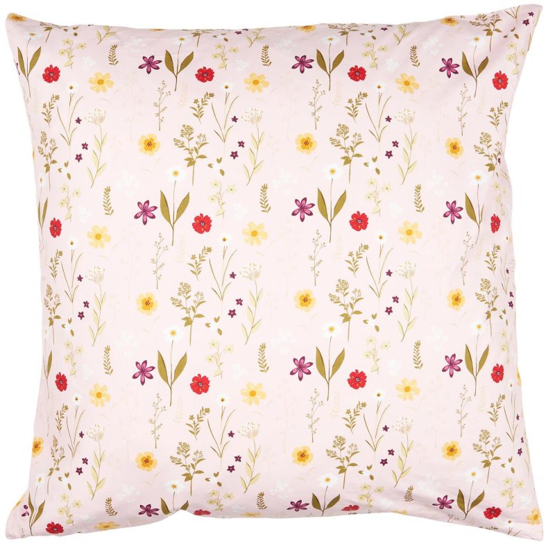 Rosa Ib Laursen bomuldspudebetr�k 60x60 cm med motiv af havens blomster.